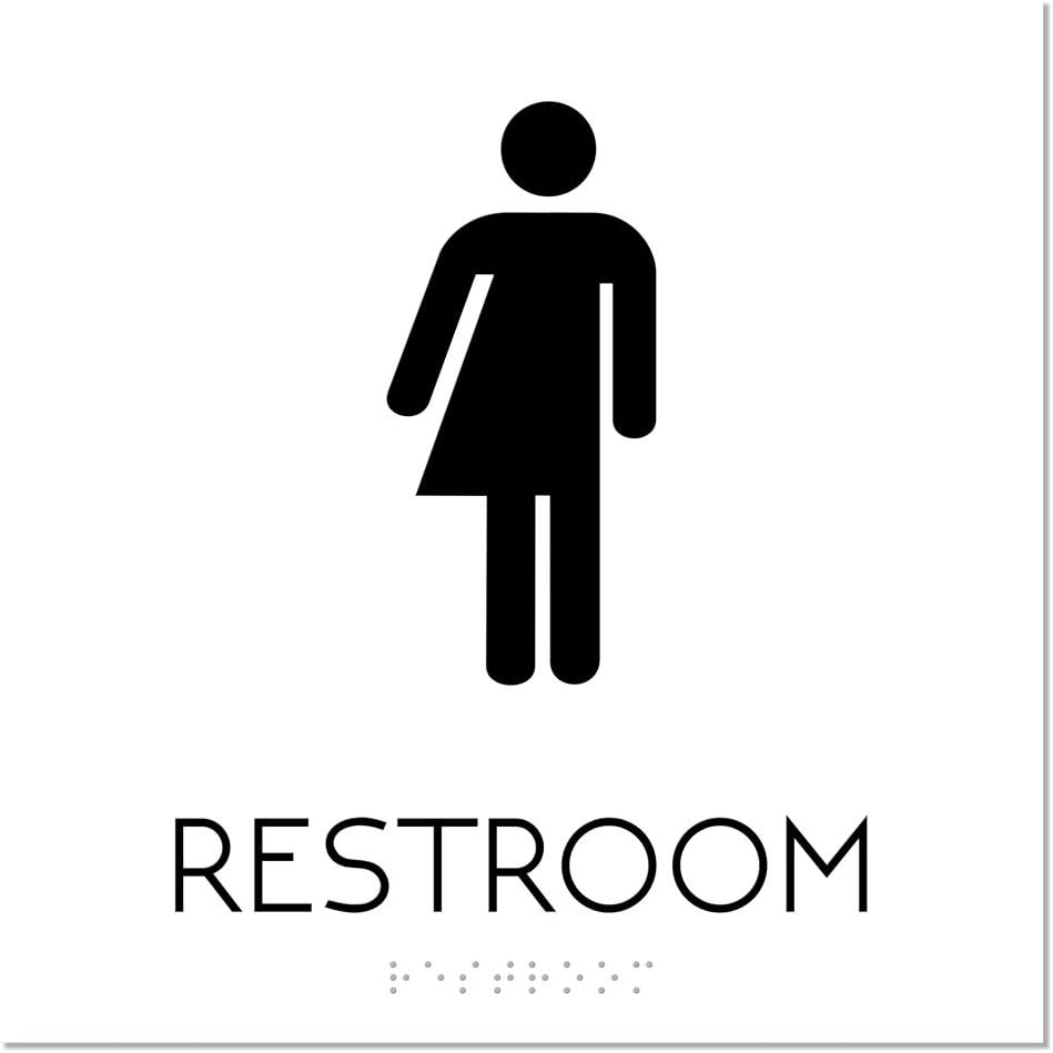 Gender Neutral Restroom Sign 8 x 8 with Braille - ADA Compliant (White/Black)