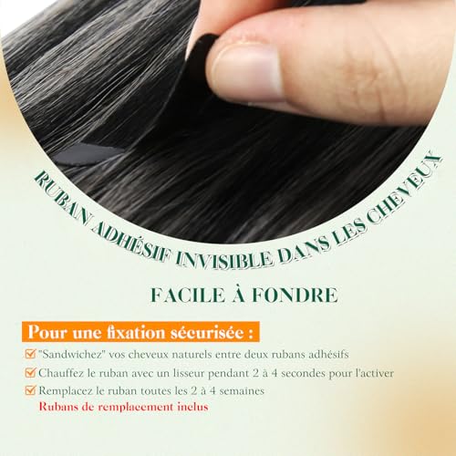 Extension Cheveux Naturel Adhesif Invisible pour Coiffures de Soirée Chic