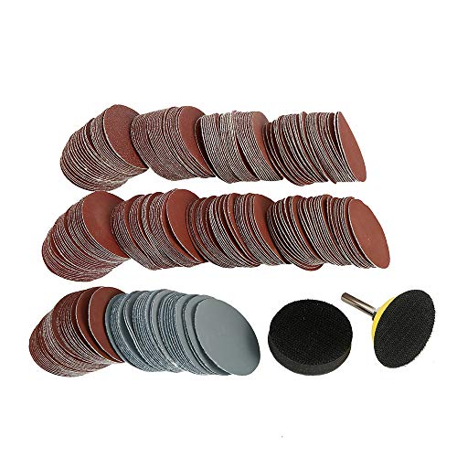 [-] 300pcs Sanding Discs 2 Inch Alumina Sanding Pads 80-3000 Grit Sanding Paper Flocked Sanding Sheet Polishing Sandpaper for Metal Wood Glass Car [-](300pcs)