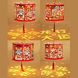 Sobotoo 4pcs Red Chinese Lanterns,Projection Wishes Chinese Traditional Paper Lantern,DIY Handheld or Hanging Dragon Year Lanterns Decorative Indoor Outdoor,Good Luck Spring Festival Decoration