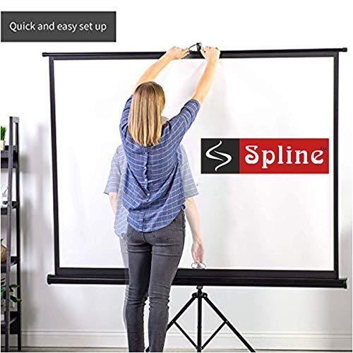 Image of Spline Tripod Stand Projector Screen (8 Ft. (W) x 6 Ft. (H) - 120 inch Inch) Diagonal View in 4:3 Ratio Aspect, Ultra HD, 4K Technology, Active 3D