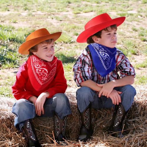 Coume 24 Pieces Cowboy Hats and Bandanas, Brown, Red - image 6
