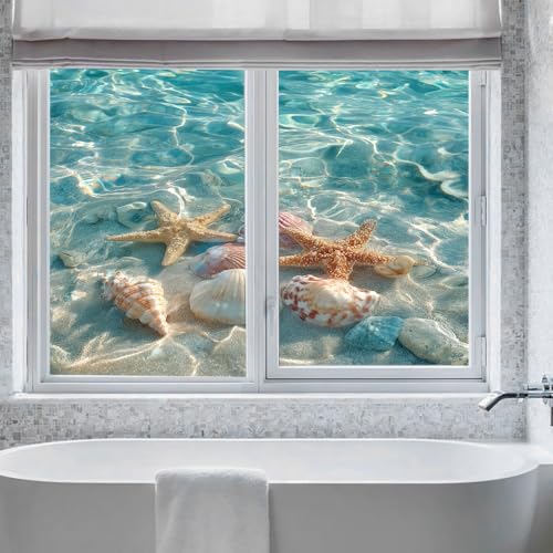 Vinilo adhesivo decorativo para ventana con diseño Underwater Beach miniatura 4