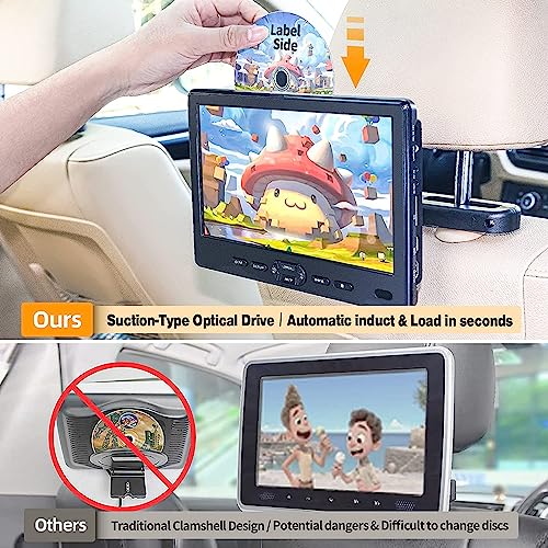 Lecteur DVD voiture portable 10,5 pouces HDMI avec support appuie-tête - 4