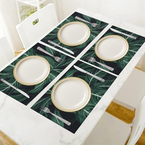 Set de table vert de qualité supérieure tressé à motif végétal chic pour réception - 7