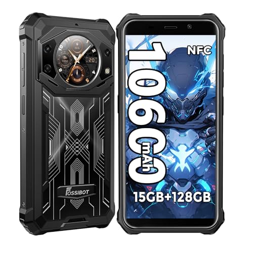 FOSSIBOT F101 Pro Rugged Smartphone Unlocked, Dual Screen 10600mAh Battery 15+128GB Storage MTK8788 Octa-cora Processor 24MP+8MP+5MP Camera 5.45” HD+ Screen Android 13 IP68/IP69K 4G Dual SIM NFC OTG