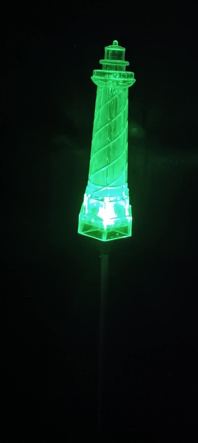 Generic Starry Illuminate 3 PCS Solar Color Changing Lighthouse Style Garden Stake Light