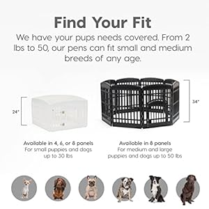 IRIS USA Dog Playpen, 4-Panel 24″ Pet Playpen with Door, Puppy Playpen, Indoor/Outdoor Dog Pen, 35 x 35 x 24, Foldable, Customizable, White