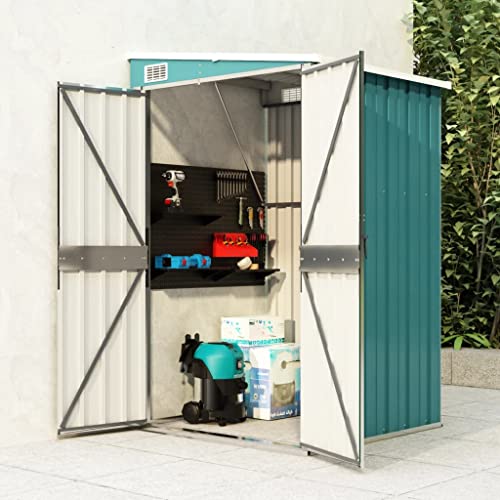 Emmtore Cobertizo de jardín Pared Acero galvanizado Verde 118x100x178cm