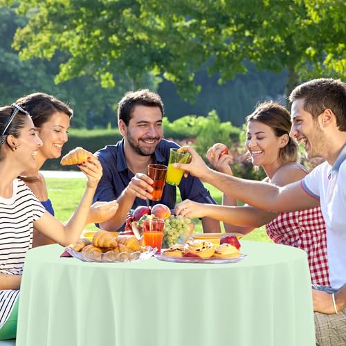 EUVBOKW 12 Pack Sage Green Round Plastic Tablecloth Disposable by EUVBOKW - Used condition - Image 4