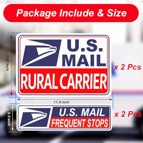 Image of 4 Pack Reflective Rural Carrier Magnetic Signs, Heavy Duty Rural Mail Delivery Magnets, Professional U.S. Driver Magnetic Signs Decal Waterproof Magnetic Bumper Stickers - 30 Mil Thicknesses