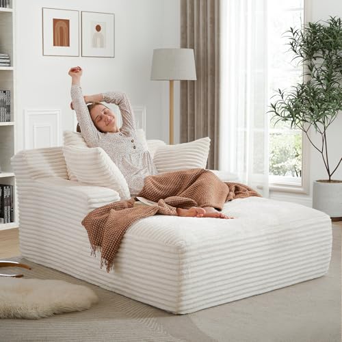 Oversized Chaise Longue Chair Indoor, Modern 50-inch Upholstered ...