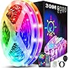 Keepsmile 30M Led Strip Lights(2 Rolls of 15M) with Music Sync,Bluetooth Smart App Control Color Changing Indoor Led Light Strips with Remote,Flexible Lights for Bedroom Birthday Home Party Decor