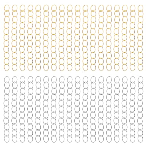 Mabor 200Pcs Chain Extender for Necklace, Necklace Extension, Gold Silver Bracelet Chain Extender Tails Removable Extension Chains for Jewelry Bracelet Anklets Making