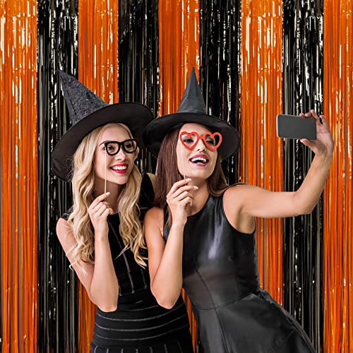 LOLStar Halloween 3.3 X 6.6 ft Orange Black Foil Fringe Curtains 3 Pack - image 6