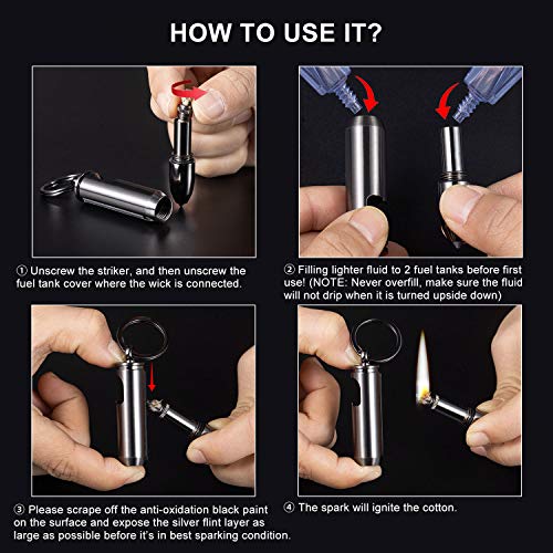 Morisk 2 Pack Permanent Match Keychain Multitool With Bottle Opener & Glass Breaker, Waterproof Flint Fire Starter Fluid Refillable, Forever Never Ending Matches Strike Anywhere For Survival #TOP6