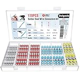 Delgada 170pcs Electrical Heat Shrink Wire Connector,Solder Seal Wire Butt Terminals Kit,Waterproof Insulated Solder Wire Splice Connectors for Marine Airplane Truck Wire Joint