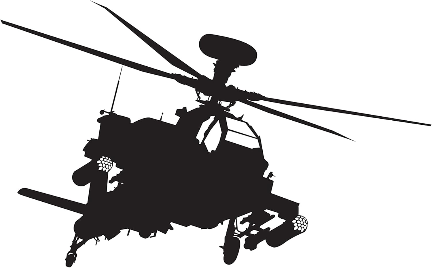 Military Apache Helicopter Vinyl Wall Art Decal Sticker (Black Color / 42in Wide X 26in Tall) #152A