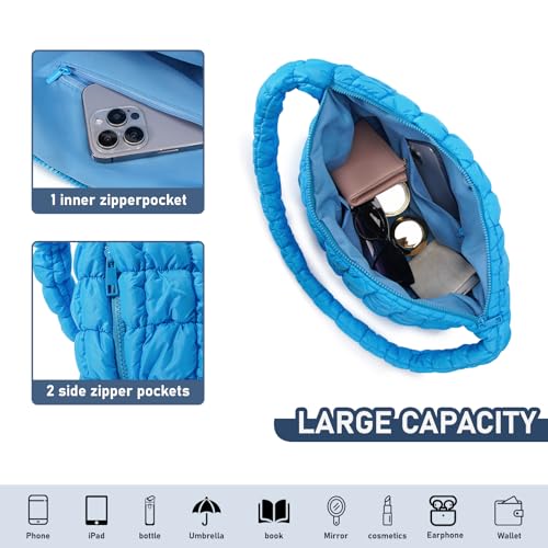 Image of Puffer Bag for Women,Large Lightweight Quilted Tote Bag for Women Puffy Hobo Crossbody Handbags with Padding,Zip Pockets