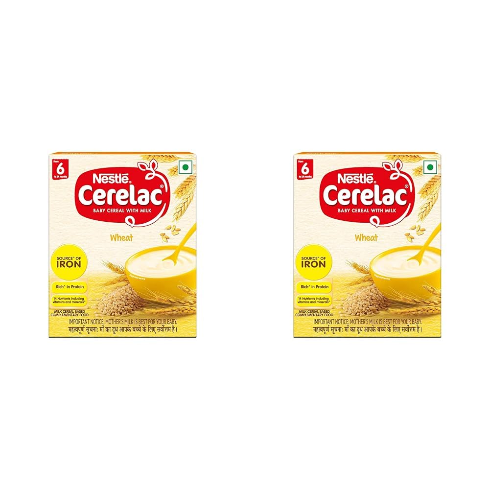 Nestle Cerelac Baby Cereal with Milk, Wheat,Stage 1, From 6 to 24 Months, Source of Iron & Protein, 300g (Pack of 2)