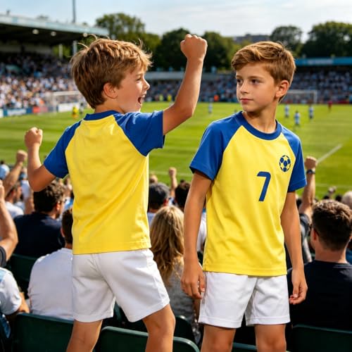 Image of Soccer Jersey Kids Boys Argentina Jersey Shirt Soccer Boys Tshirts Round Neck Short Sleeve Top