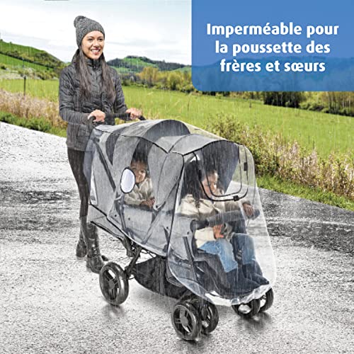 Reer RainCover Duo Regenschutz für Geschwisterwagen, 1er Pack