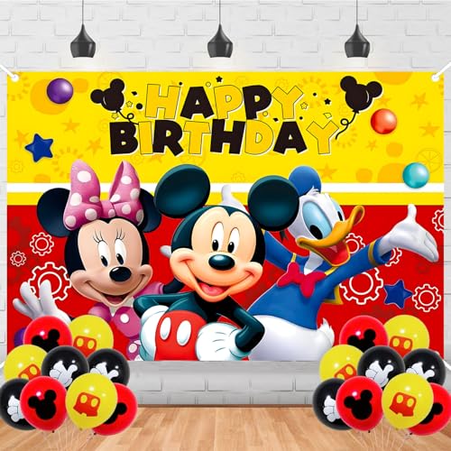 Cartoon Mouse Birthday Backdrop Cartoon Red Mouse Poster for Mouse Theme Party Decorations Anime Birthday Supplies Background Studio Shoot Photo Props