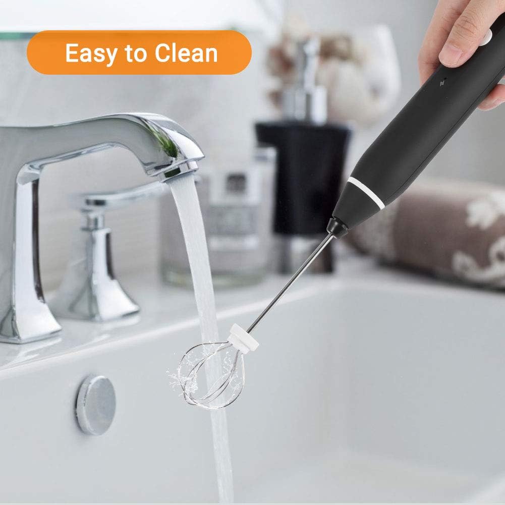 UPMSX Milk Frother Electric Handheld Foam Maker with Stainless Steel Whisk Strong Milk Foamer Frother Mini Blender 3 Speed Rechargeable for Bulletproof Coffee,