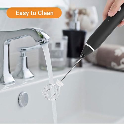 Miniatura 8 de UPMSX - Espumador de leche eléctrico de mano con batidor de acero inoxidable, espumador de leche fuerte, mini licuadora de 3 velocidades recargable