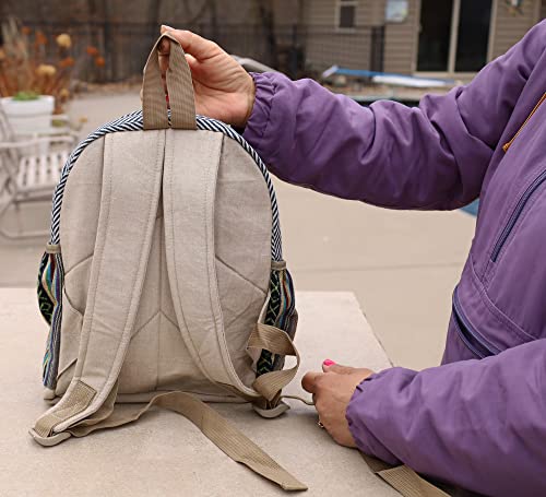 Image of Handmade Natural Hemp Nepal Backpack Purse for Women Small Lightweight Daypack (DAYPACK3)