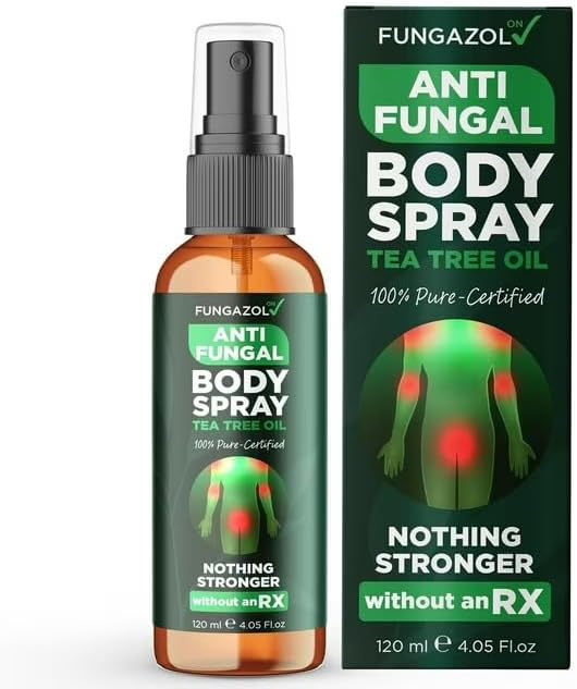 Spray corporal con aceite de árbol de té Tratamiento antifúngico de absorción rápida para picazón en las ingles, pie de atleta, tiña y hongos en