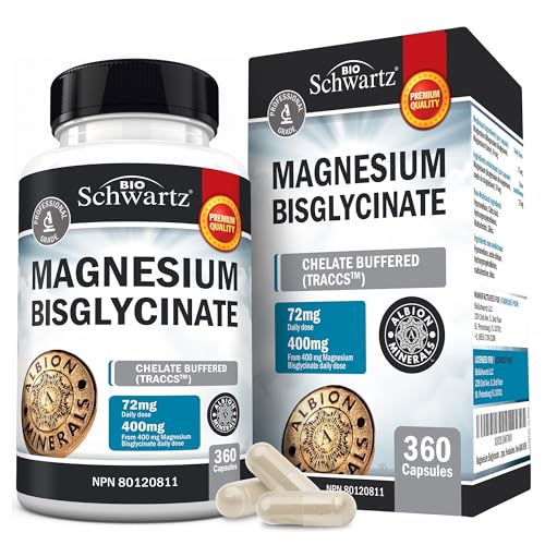 Magnesium Glycinate | Calm Magnesium for Sleep & Relaxation | Muscle, Bone & Joint Support | Maximum Absorption & Bioavailability | Mag Bisglycinate Supplement 400mg | 360ct, Four-Month Supply