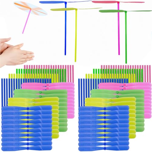 LCPQMZGH 60 Set Helicopter Toy, 60 Propeller and 60 Rod, Hand Helicopter Spinner Plastic Propeller...