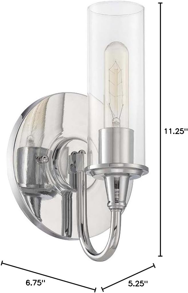 Craftmade 38061-CH Modina Wall Sconce Lighting, 1-Light, 60 Watts, Chrome (7"W x 11"H)