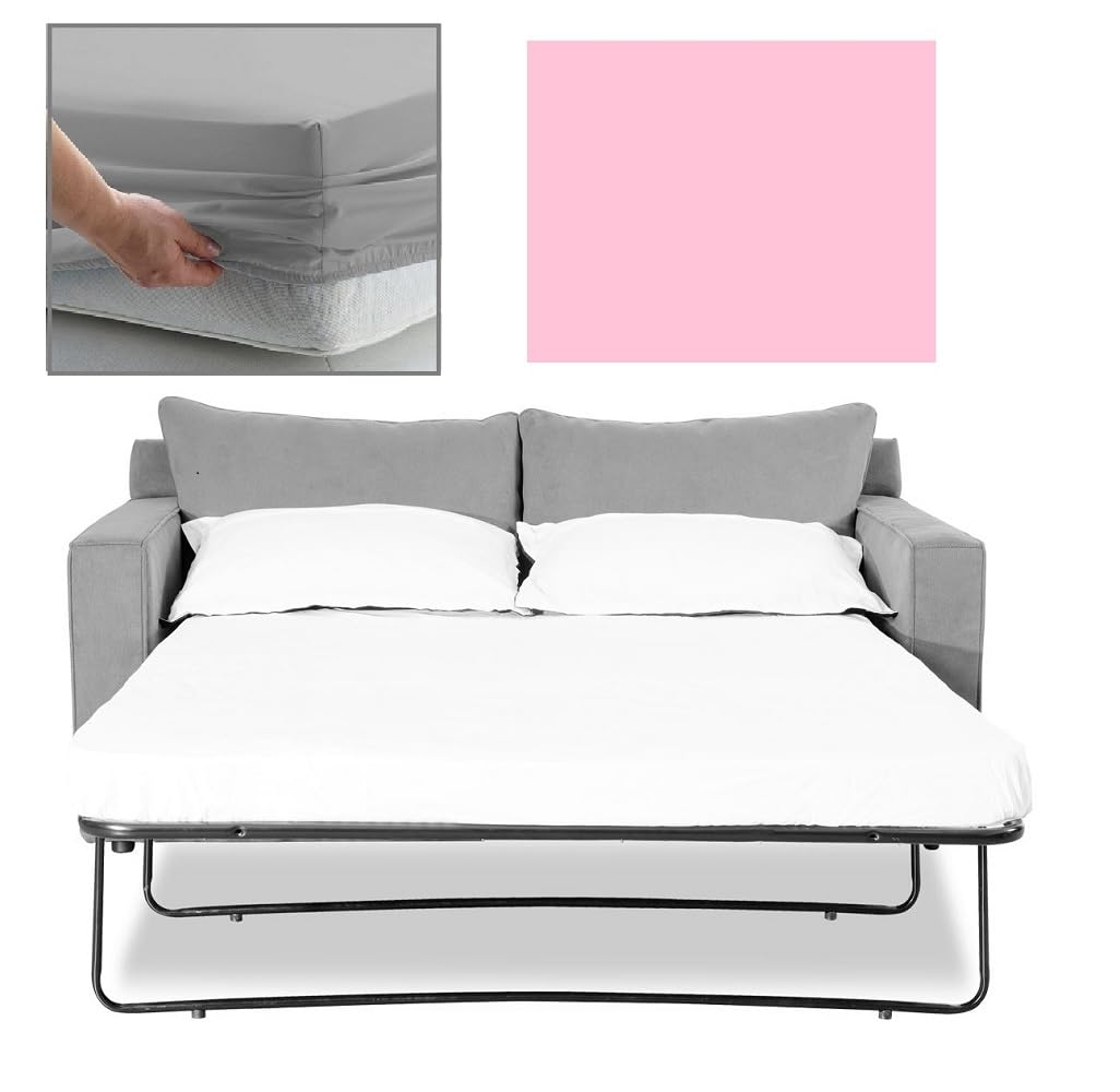 Bedtime Comforts Ltd Pink Sofa Bed/Pull Out Bed Fitted Sheet 120Cm X 180Cm (47" X 71") Over 20 Colours - 300 Thread Count Percale - Hand Made To Order (6") (Pink)