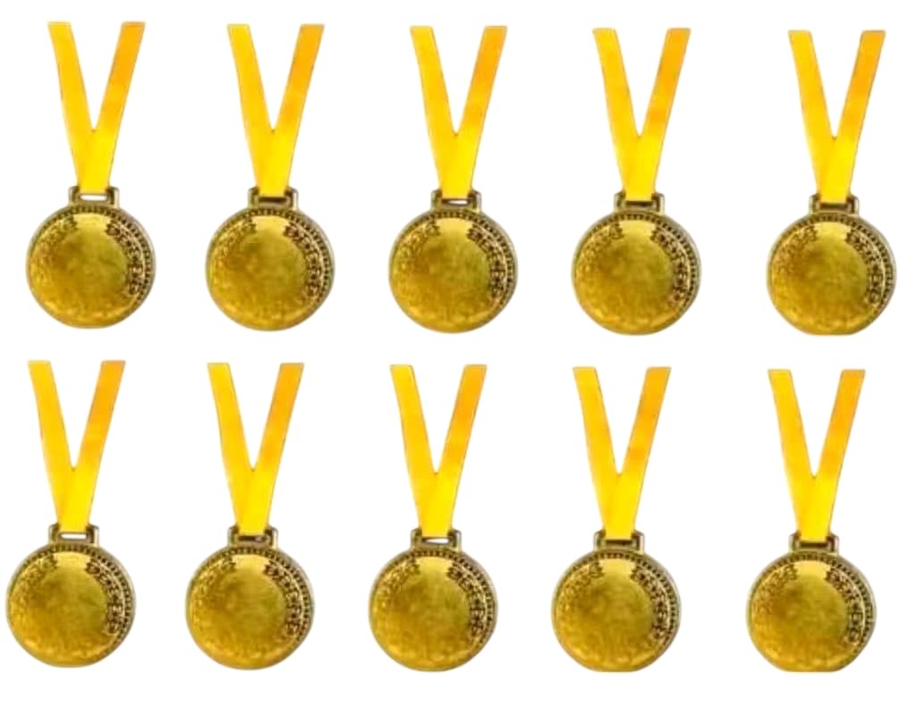 Gold Silver Bronze Winner Medals with Ribbon | Award Medals for Sports Day, School Competition, Tournaments & Events (G Pack of 12)-picture-27