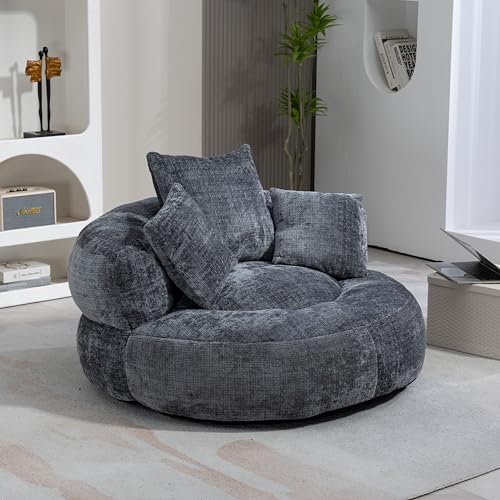 Yihomfy Pouf Salon & Chambre en Velours Côtelé,Canapé Pouf,Fauteuil Pouf Cocooning, Fauteuil Pouf Lazy Sofa Durable Comfort Lounger à Dossier Haut avec Trois...
