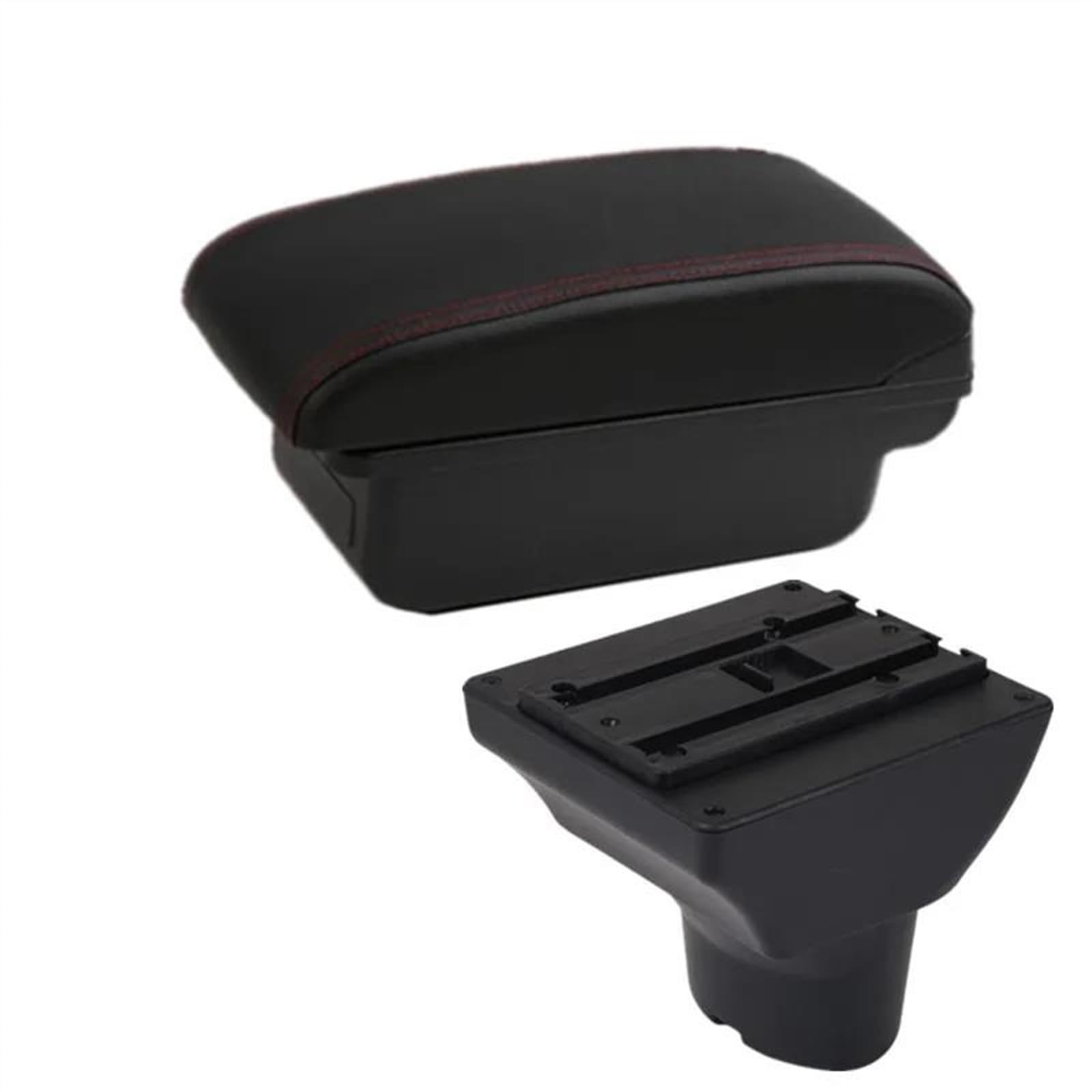 NMJLQW Storage Rack Car Interior Accessories Center Console Storage Box Multifunctional Armrest Storage Box For I20 2012(A1 red line No USB)