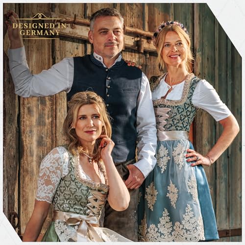 Image of BAVARIA TRACHTEN Dirndl Dress Women German Oktoberfest Blue with Blouse