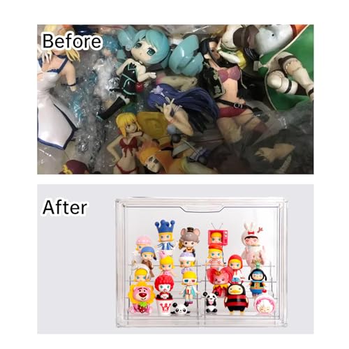 Image of BOHOIDEE Clear Acrylic Display Case with Two Display Shelves for Figures, Dustproof Storage Organizer Box with Magnetic Door, Acrylic Collectibiles Showcase