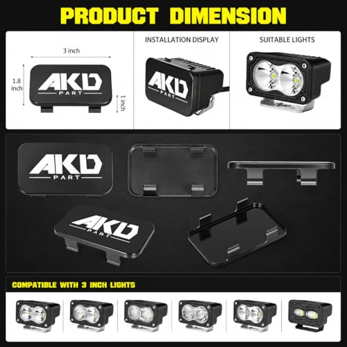 Image of LED Pods Covers 2pcs 3x1.8 Inch LED Pod Lights Black Covers | Street Legal Snap-on PC Protective Lens Light Bars Cover for Offroad Driving Fog Ditch Lights