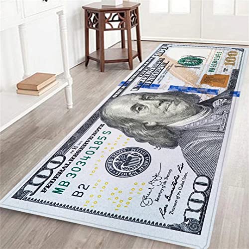 Tapete corredor largo estilo billete 100 dólares