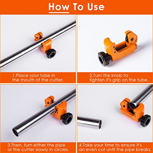 Matework Pipe Cutter - Fast Tubing Cutter Set With Mini Cutter & Deburring Tool, Pipe Cutter Tool For Cutting 3/16" To 2" Aluminum Copper Pvc Stainless Steel Tube, For Plumber And Home Working, 3Pcs #TOP7