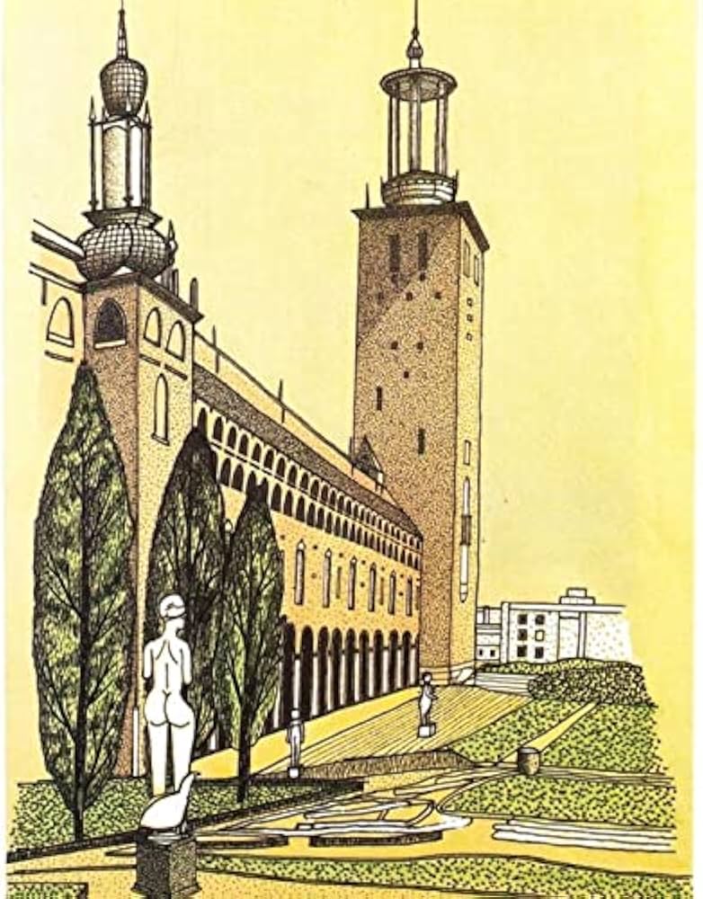 Amazon.co.jp: 山下清「ストックホルムの市役所」精密オフセット額付