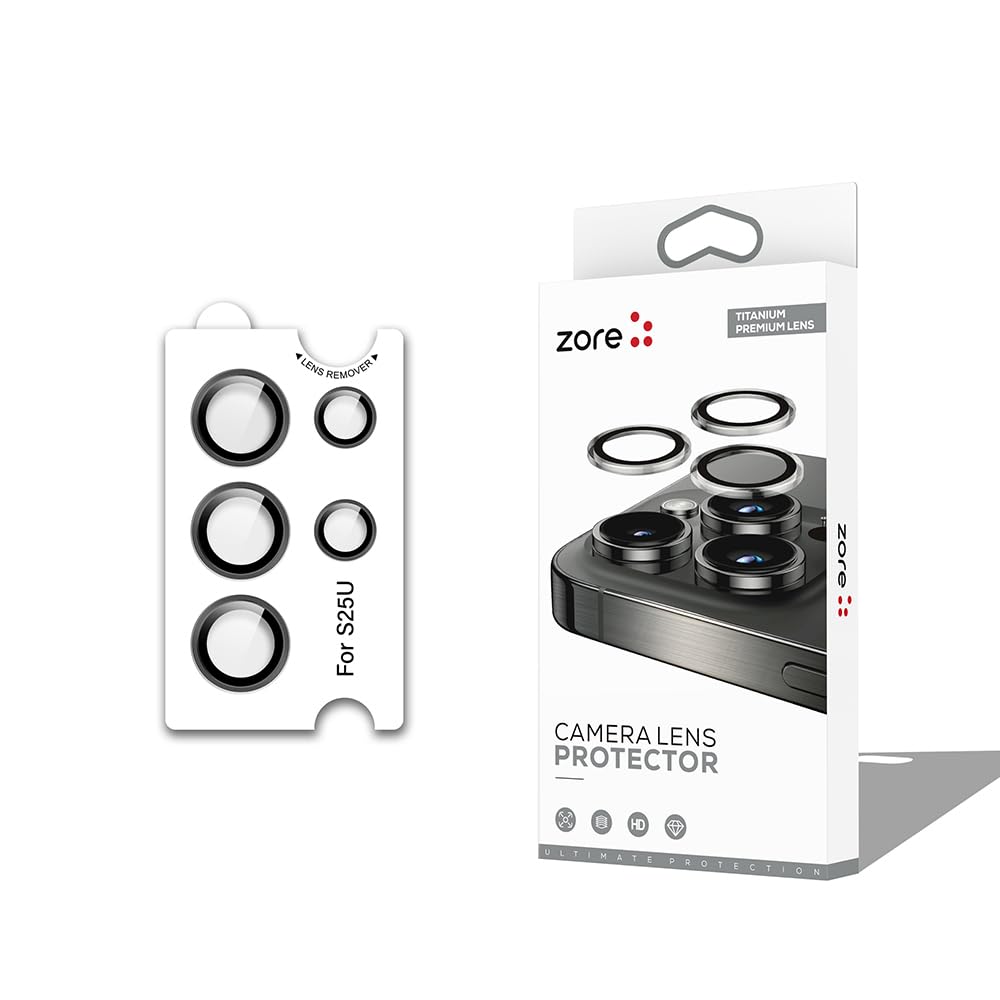 Zore Galaxy ile uyumlu S25 Ultra CL-12 Premium Safir Parmak İzi Bırakmayan Anti-Reflective Kamera Lens Koruyucu Siyah