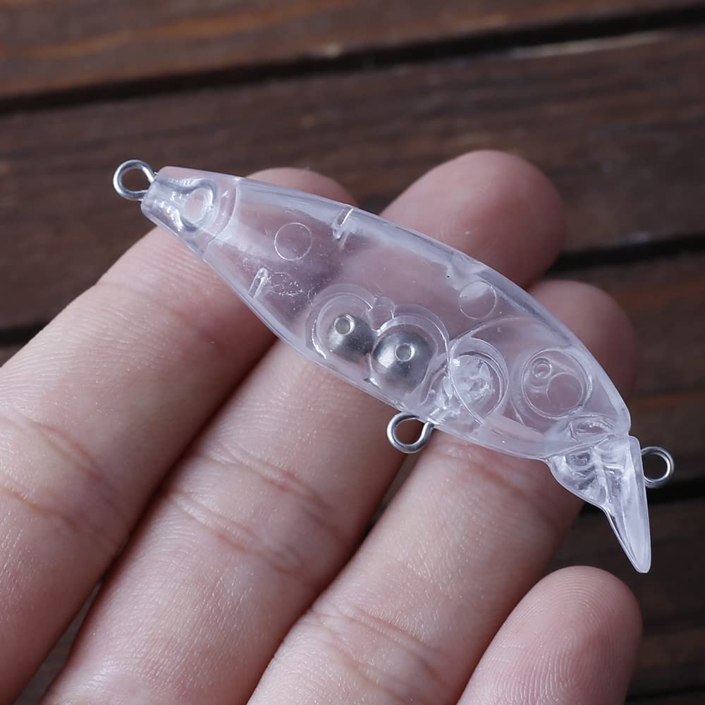 HUFFA 15PCS / Lot 5.5CM 3.5G Shallow Diver Float Mini Fishing Lure Blanks Transparent Hard Plastic Body Unpainted Crankbait