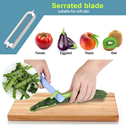 Juome Vegetable Fruit Peeler, Multifunctional Stainless Steel Swivel Serrated Julienne Peeler For Kitchen, Veggie Peeler Slicker For Potato, Carrot, Tomato, Apple Etc (2 Pack) #TOP4