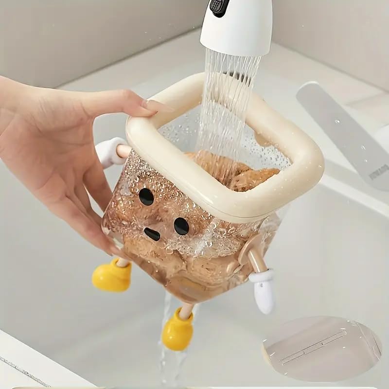 Image of KIMEE Cartoon Toothbrush Holder | Wall Mounted Self Adhesive Bathroom Storage Organizer for Toothbrush, Toothpaste, Face Cream & Lotion Holder