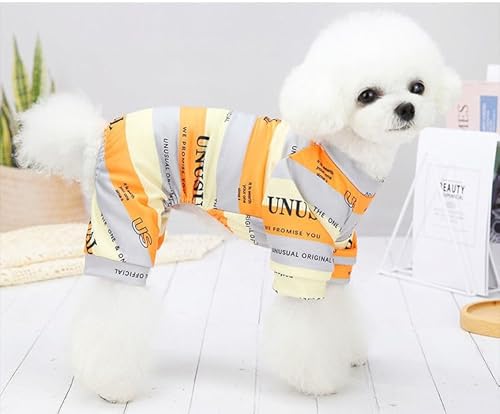 犬服 ペット服 つなぎ ロンパース パジャマ 縞柄 英字絵柄 かわいい おしゃれ 洋服 四つの足 ジャンパー 猫服 小型犬 子犬 ストライプ Tシャツ 部屋着 寝間着 ドッグウエア 抜け毛防止 お洒落 お散歩 ペット服