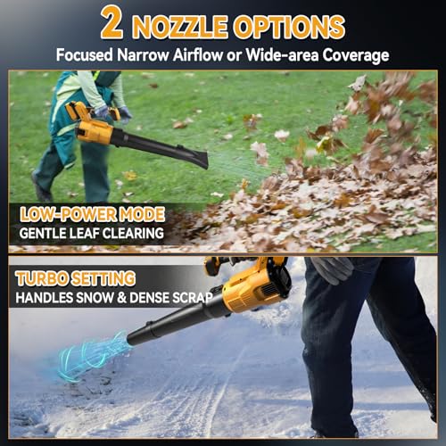 Electric Cordless Leaf Blower compatible with Dewalt 20V batteries, 18500RPM 58m/s 500W Leaf Blower for Lawn Care, Patio, Yard, Side Walk, Snow Blowing (Yellow) - Image 4